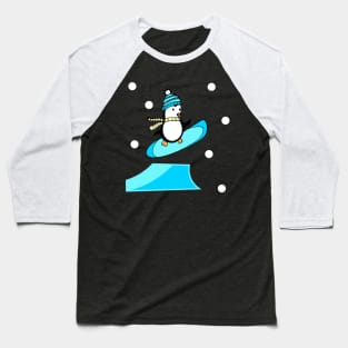 Penguin Freestyle Snowboarder Baseball T-Shirt